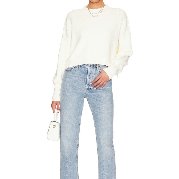 Free People Ivory Crewneck Boxy Knit Sweater - Picture 4 of 4